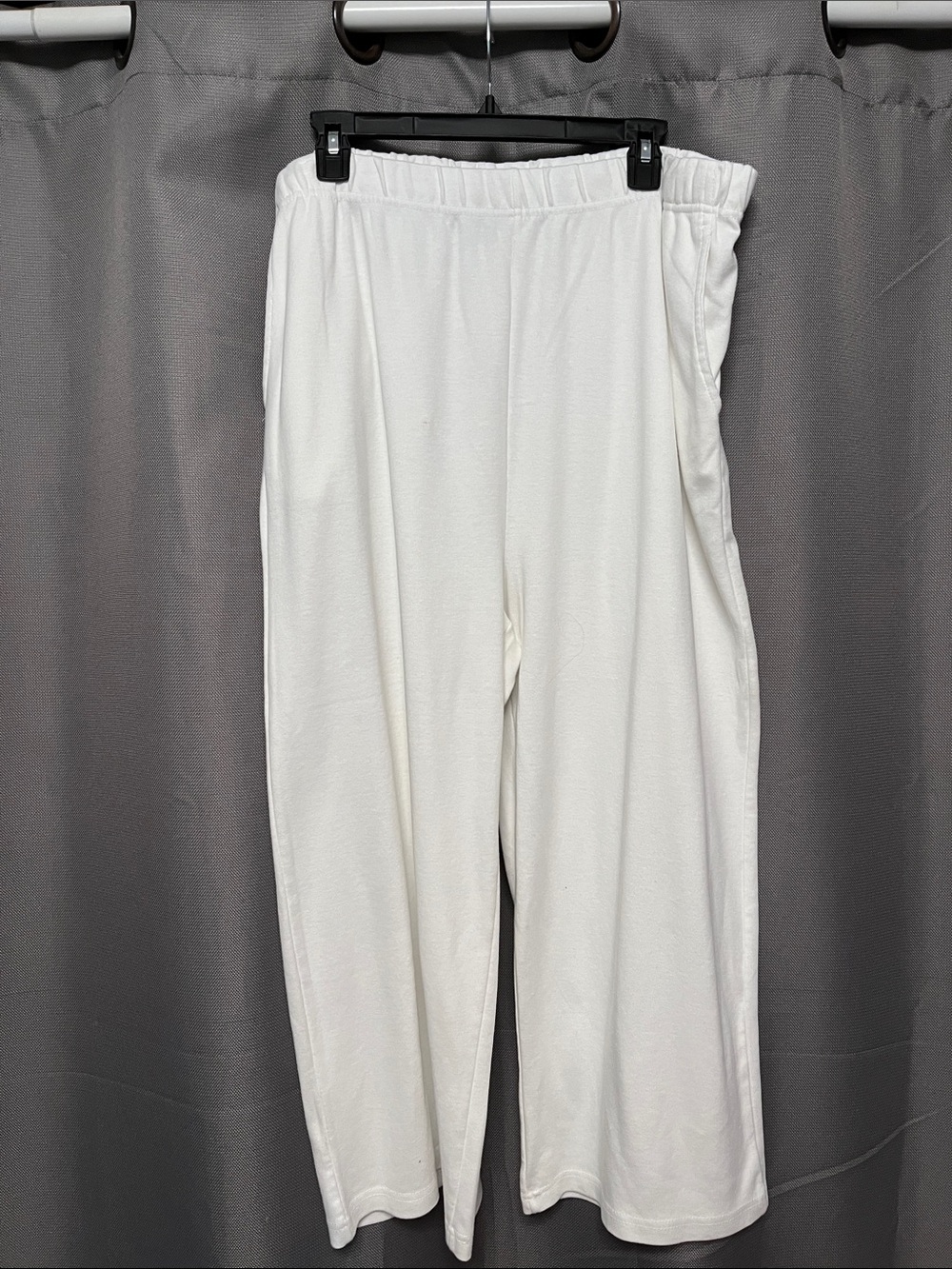 Jessica London White Straight-Leg Elastic-Waist Pants